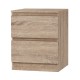 Artiss Bedside Table, Particle Board, 40x39.5x50cm, Oak, 2 Drawers, Modern Handle-less Design, Easy Assembly