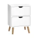 Artiss Bedside Table, Particle Board, White, 40x30x50cm, Scandinavian Style, 2 Drawers, Easy Assembly, Anti-Rust Slides