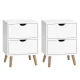 Artiss Boden 2X Bedside Tables, 2 Drawers, Scandinavian Style, 15mm Particle Board, 40x30x50cm, White Finish