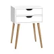 Artiss Bedside Table, Particle Board, White, 40x30x60cm - Scandinavian Style, 2 Drawers, Easy Assembly
