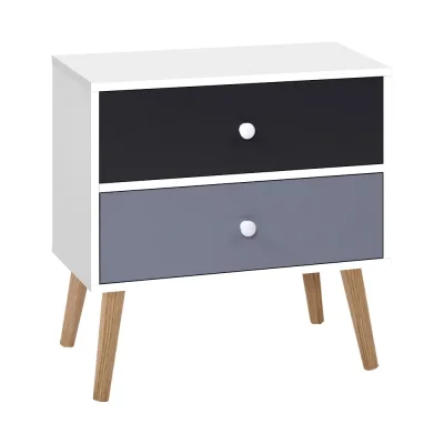 Artiss Bedside Table with 2 Drawers, Particle Board, 48x30x53cm, Black & White, Scandinavian Design, Ample Storage