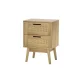 Artiss Rattan Bedside Table with 2 Drawers, Solid Wood Legs, 40x30x54cm, Boho Style, Easy Assembly, Oak Finish