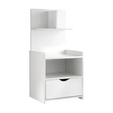 Artiss EVERMORE White Bedside Table - 1 Drawer, 4-Tier Shelf, E1 Particle Board, 36.5x30x75cm, Stylish & Durable