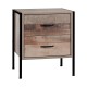 Artiss Barnsly Bedside Table 2 Drawers E1 Board Metal Frame Black Dark Oak 42.5x39x51cm - Modern Nightstand Storage