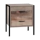 Artiss Barnsly Bedside Table 2 Drawers E1 Board Metal Frame Black Dark Oak 42.5x39x51cm - Modern Nightstand Storage