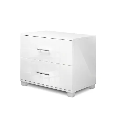 Artiss Bedside Table with 2 Drawers, MDF, High Gloss White, 59x40x51cm - Modern Design, Ample Storage, Easy Assembly