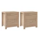 Artiss Maxi 2x Bedside Tables with 2 Drawers, Thick Pine Look, 48x39x53cm, Modern Storage Nightstands, Beige
