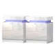 Artiss COLEY White LED Bedside Table Set of 2 - 16-Colour Lights, 2 Drawers, Lift-up Storage, Particle Board & MDF, 45x