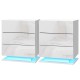 Artiss 2x LED Bedside Tables - 3 Drawers, 16 Colours, High-Gloss UV Finish, Modern White Design, 53x35x60cm, Artiss 2x LED Bedside Tables - 3 Drawers, 16 Colours, High-Gloss UV Finish, Modern White Design, 53x35x60cm,