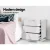 Artiss 2x LED Bedside Tables - 3 Drawers, 16 Colours, High-Gloss UV Finish, Modern White Design, 53x35x60cm,