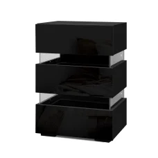 Artiss LUMI Black LED Bedside Table - Modern 3-Drawer Design with Customisable Lighting and Ample Storage