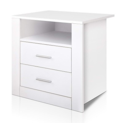 Artiss TARA White Bedside Table - 2 Drawers & Shelf, Modern Design, Ample Storage, Easy Assembly, Anti-Scratch Finish Artiss TARA White Bedside Table - 2 Drawers & Shelf, Modern Design, Ample Storage, Easy Assembly, Anti-Scratch Finish