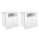 Artiss 2 x Bedside Table with 2 Drawers and Shelf, White, 15mm Particle Board, 51.5x39.5x54cm, Modern Artiss 2 x Bedside Table with 2 Drawers and Shelf, White, 15mm Particle Board, 51.5x39.5x54cm, Modern