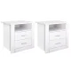 Artiss 2 x Bedside Table with 2 Drawers and Shelf, White, 15mm Particle Board, 51.5x39.5x54cm, Modern Artiss 2 x Bedside Table with 2 Drawers and Shelf, White, 15mm Particle Board, 51.5x39.5x54cm, Modern