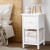 Artiss Claire Bedside Table Set of 2, 1 Drawer with Wicker Basket, Rustic White, Paulownia Wood, 25x30x45cm