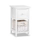 Artiss Claire Bedside Table Set of 2, 1 Drawer with Wicker Basket, Rustic White, Paulownia Wood, 25x30x45cm Artiss Claire Bedside Table Set of 2, 1 Drawer with Wicker Basket, Rustic White, Paulownia Wood, 25x30x45cm