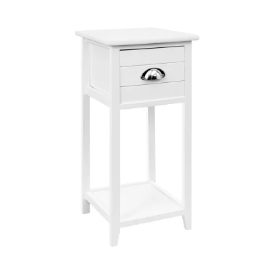 Artiss Thyme Vintage Bedside Table - White, 18mm Paulownia Wood, Smooth Drawer, No Assembly, Eco-Friendly Finish Artiss Thyme Vintage Bedside Table - White, 18mm Paulownia Wood, Smooth Drawer, No Assembly, Eco-Friendly Finish