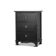 Artiss Vintage Black Bedside Table 3 Drawers - Solid Paulownia Wood, Curved Accents, Anti-Slip, No Assembly Needed