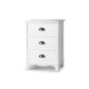 Artiss Vintage Bedside Table 3 Drawers - White, Paulownia Wood, 45x30x62.5cm, Metal Handles, No Assembly Needed Artiss Vintage Bedside Table 3 Drawers - White, Paulownia Wood, 45x30x62.5cm, Metal Handles, No Assembly Needed