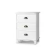 Artiss Vintage Bedside Table 3 Drawers - White, Paulownia Wood, 45x30x62.5cm, Metal Handles, No Assembly Needed