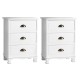 Artiss 2x Bedside Table 3 Drawers Vintage White, Solid Paulownia Wood, 45x30x62.5cm, No Assembly, Wall Mount Artiss 2x Bedside Table 3 Drawers Vintage White, Solid Paulownia Wood, 45x30x62.5cm, No Assembly, Wall Mount