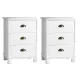 Artiss 2x Bedside Table 3 Drawers Vintage White, Solid Paulownia Wood, 45x30x62.5cm, No Assembly, Wall Mount