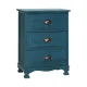 Artiss Bedside Table 3 Drawers Vintage Blue - Solid Paulownia Wood, Metal Handles, No Assembly, 45x30x62.5cm
