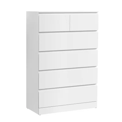 Artiss Chest of Drawers, 6-Drawer, High-Density Particle Board, White, 80x40x121cm, Contemporary Design, Durable Storage
