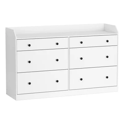 Artiss Chest of Drawers, Particle Board, 6-Drawer, White, 138x40x84cm - Durable, Contemporary Storage Solution