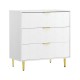 Artiss 3-Drawer Lowboy Cabinet, White, 80x45x85cm, Carved Design, Metal Handles, Smooth Runners, Easy Assembly