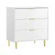 Artiss 3-Drawer Lowboy Cabinet, White, 80x45x85cm, Carved Design, Metal Handles, Smooth Runners, Easy Assembly