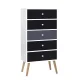 Artiss 5-Drawer Tallboy, Particle Board, 48x30x99cm, Grey & White, Scandinavian-Inspired, Easy Assembly, Ample Storage