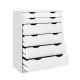 Artiss 6-Drawer Tallboy, High-Density Particle Board, White, 80x38x105.5cm, Bedroom Storage Dresser Cabinet