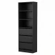 Artiss Tallboy Dresser - Black 3-Drawer & 3-Shelf Cabinet, Handle-Free Design, 50.5x40.5x160cm, High Capacity