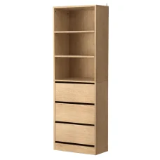 Artiss Pine 3 Chest of Drawers Tallboy Cabinet – 3 Adjustable Shelves, Handle-Free, Easy Assembly, 50.5x40.5x160cm