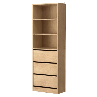 Artiss Pine 3 Chest of Drawers Tallboy Cabinet – 3 Adjustable Shelves, Handle-Free, Easy Assembly, 50.5x40.5x160cm