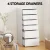 Artiss 6 Drawer Chest of Drawers Tallboy, 113cm White Dresser, Particle Board, Handle-Free, Sturdy, Modern Storage