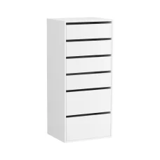 Artiss 6 Drawer Chest of Drawers Tallboy, 113cm White Dresser, Particle Board, Handle-Free, Sturdy, Modern Storage