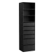 Artiss Black 6-Drawer Tallboy Cabinet: Modern Handle-Free Design, 50.5x40x185cm, High Capacity, Easy Clean, Wall Anchor