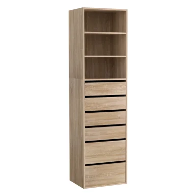 Artiss 6-Drawer Tallboy Chest, Pine Finish - Handle-Free Design with Smooth Runners, 50.5x40x185cm, Easy Assembly