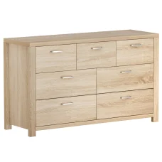 Artiss Chest of Drawers, Pine, 7 Drawers, Oak Finish, 120x39x71cm - Stylish Storage Solution, Contemporary Design