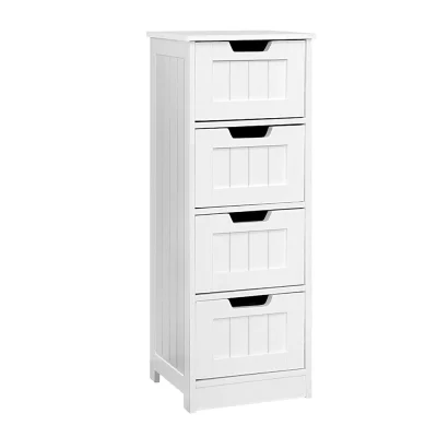 Artiss LEESA White 4 Chest of Drawers - Country Style Storage Cabinet with Durable MDF, Non-Toxic Finish & Ample Space