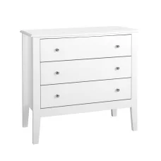 Artiss Brittany 3-Drawer Chest of Drawers, MDF, 80x40x76cm, White - Elegant Provincial Charm, Sturdy & Easy Assembly