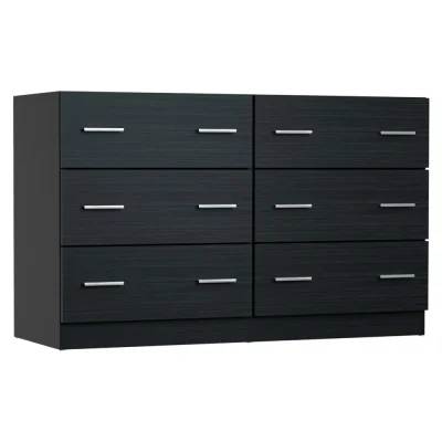 Artiss Chest of Drawers, Particle Board, 6-Drawer, Black, 110x41x70cm, Stylish & Space-Saving, Easy Assembly