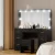 Artiss Black LED Vanity Desk Set with 10 Bulbs, 7 Drawers & Stool - 119x40x143cm, Adjustable Lighting, PU Leather Finish