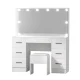 Artiss Debbie Dressing Table Set with LED Mirror, 7 Drawers, PU Leather Stool, 15mm MDF, 118cm Wide, White Finish