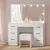 Artiss Debbie Dressing Table Set with LED Mirror, 7 Drawers, PU Leather Stool, 15mm MDF, 118cm Wide, White Finish Artiss Debbie Dressing Table Set with LED Mirror, 7 Drawers, PU Leather Stool, 15mm MDF, 118cm Wide, White Finish