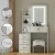 Artiss White LED Dressing Table Vanity Set with Sliding Mirror, 4 Drawers & Padded Stool - MDF & PU Leather, 80x36x131cm