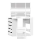 Artiss White Corner Dressing Table Set: 5 Drawers, 3 Shelves, Mirror & Padded Stool for Stylish Organisation
