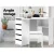 Artiss White Corner Dressing Table Set: 5 Drawers, 3 Shelves, Mirror & Padded Stool for Stylish Organisation